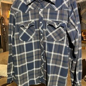 Casual Navy Plaid Button-Down Shirt